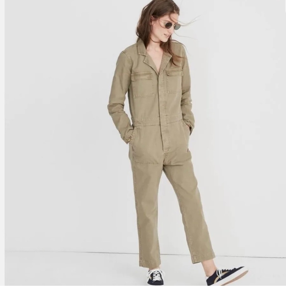 Madewell Utility Coverall Jumpsuit in Olive Green